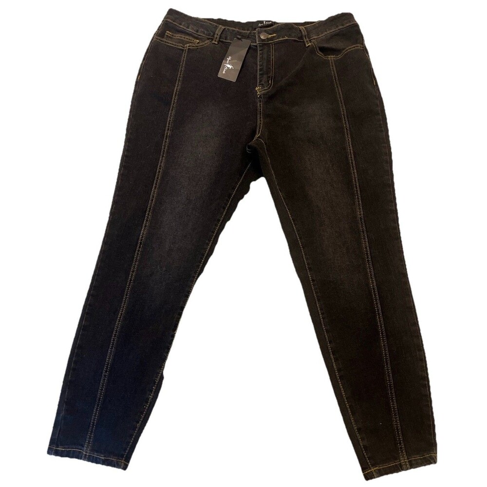 Agnes Orinda Womens Plus Size Jeans 1X Tapered Denim Color Blue
